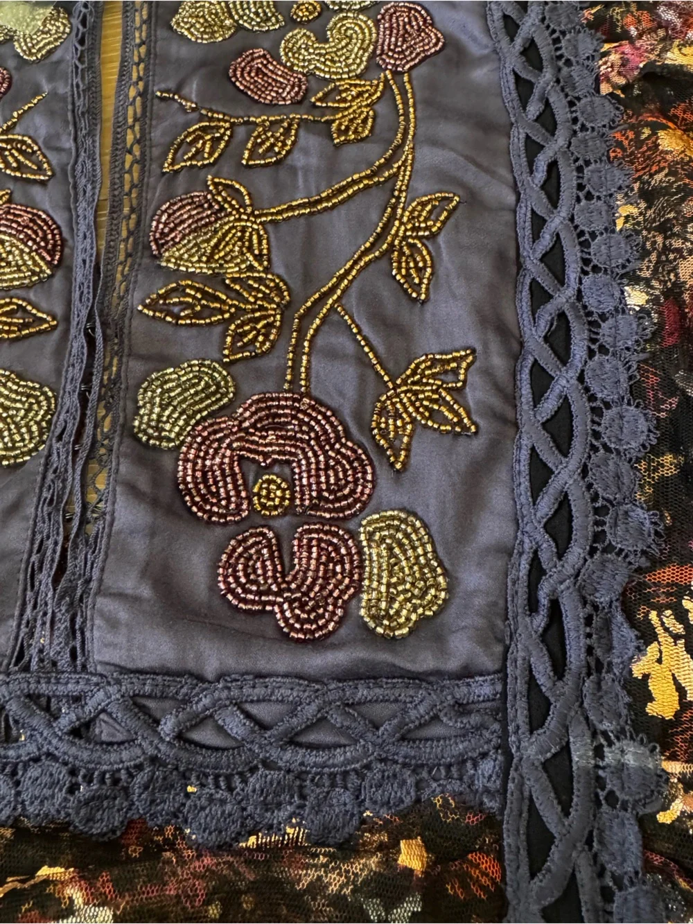 Free People Anthropologie Camille Beaded Crop Top